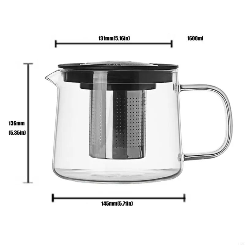 Permanent Borosilicate Glass Teapot With Clear Observability For Tisane Ceremony Observation Transportable Structure Exemplary Zpaxo 1600ml CN