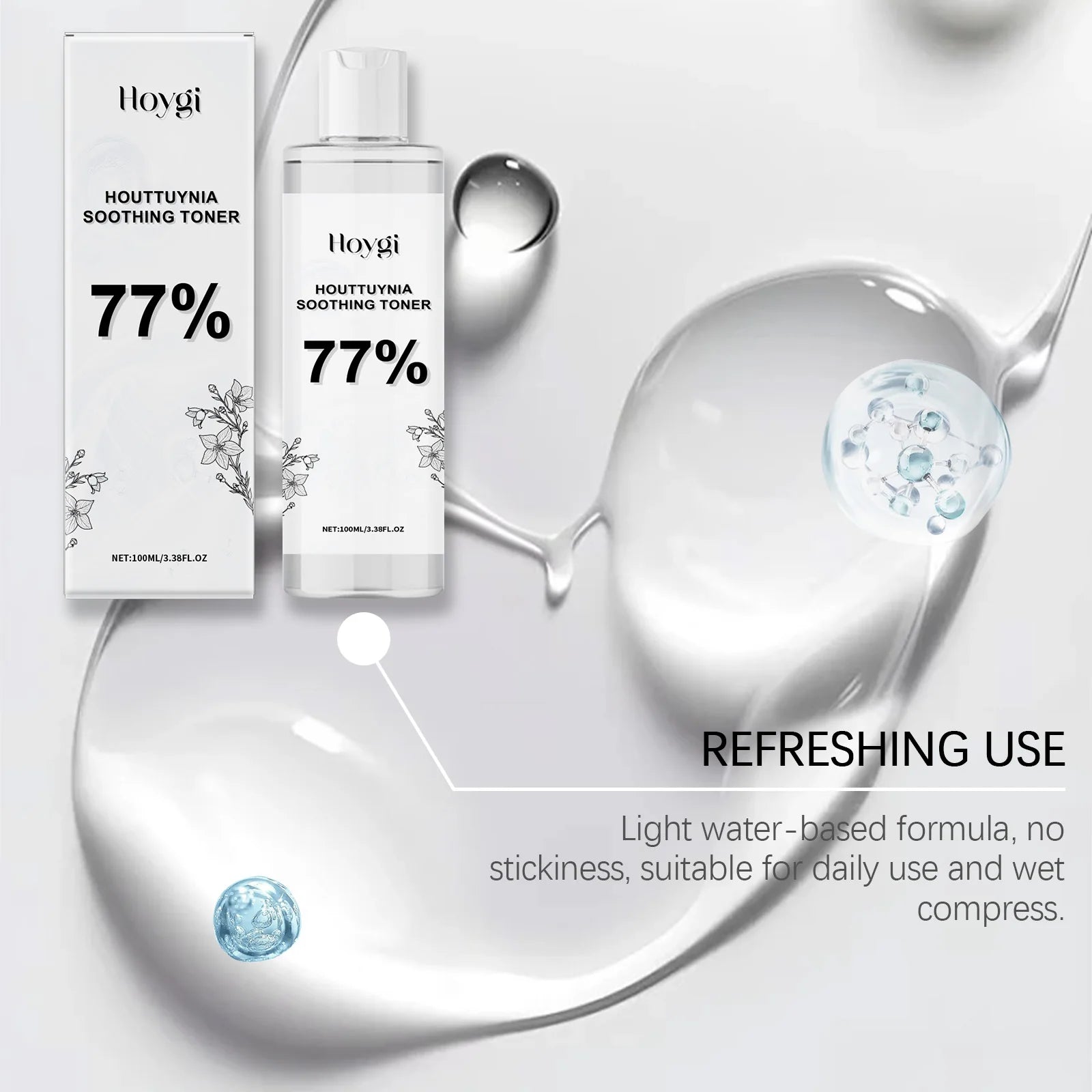 Hoygi 100ml Houttuynia Cordata Facial Toner Hydrating Essence with Hyaluronic Acid Brighten Soothe Boost Radiance Natural Herb Zpaxo