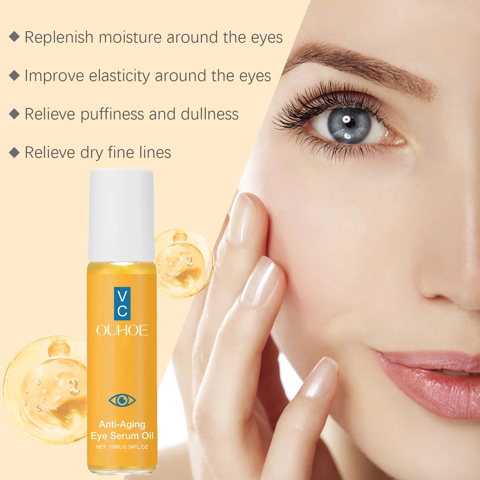 Anti Aging Eye Essence Oil Firming Brightening Reduce Wrinkle Fade Fine Lines Remove Puffiness Hydrating Smooth VC Eye Serum Oil Zpaxo