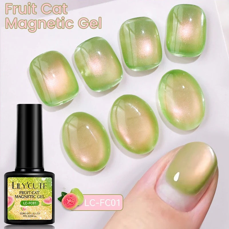 Fruit Cat Magnetic Nail Gel Polish Semi Soak Off Colorful Glass Bead Zpaxo 01
