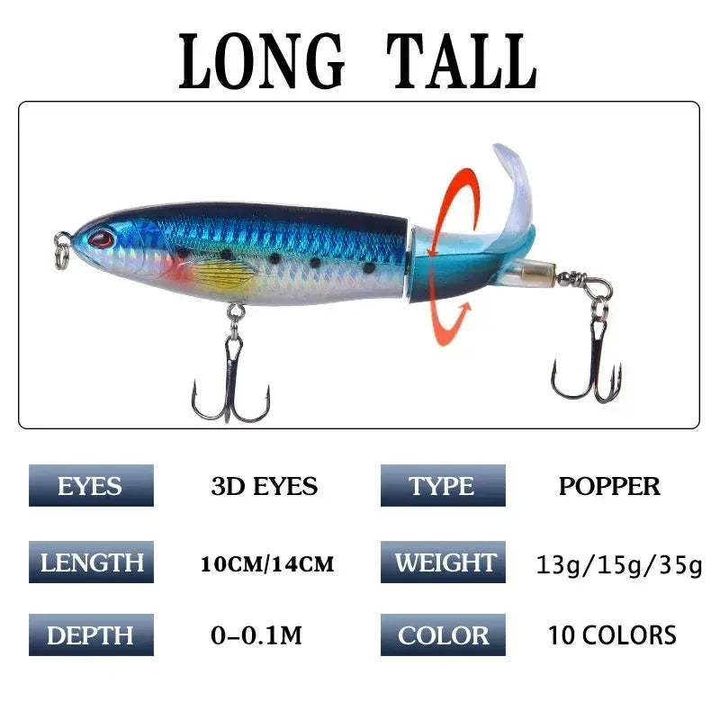 Whopper Popper Topwater Lure 15g – Soft Rotating Tail Bait