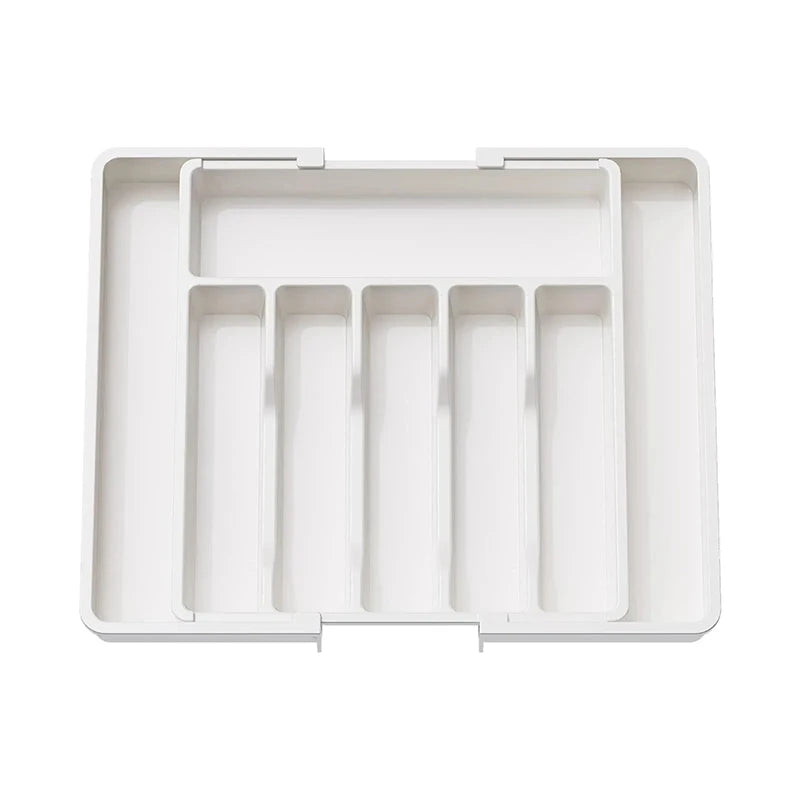 Expandable Cutlery Tray – Adjustable Kitchen Drawer Organizer Drawer Organizer Tray Zpaxo White