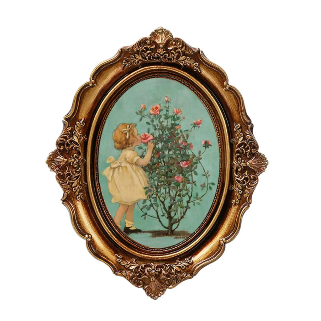 Vintage Picture Frame Oval Antique Elegant Baroque Photo Display Holder for Bedroom Tabletop Hallway Wall Hanging Home Decor Zpaxo Bronze 6inch