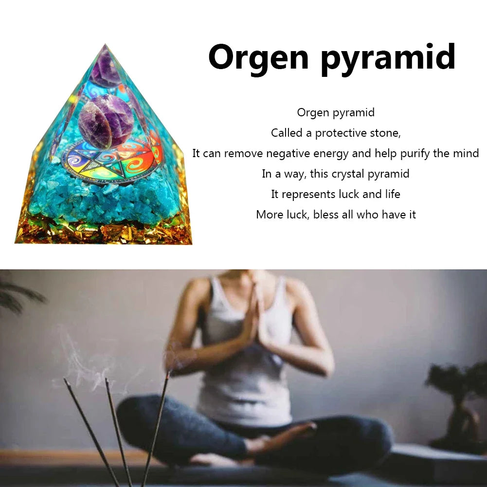 Handmade Orgone Pyramid Natural Crystal Reiki Chakra Orgonite Energy