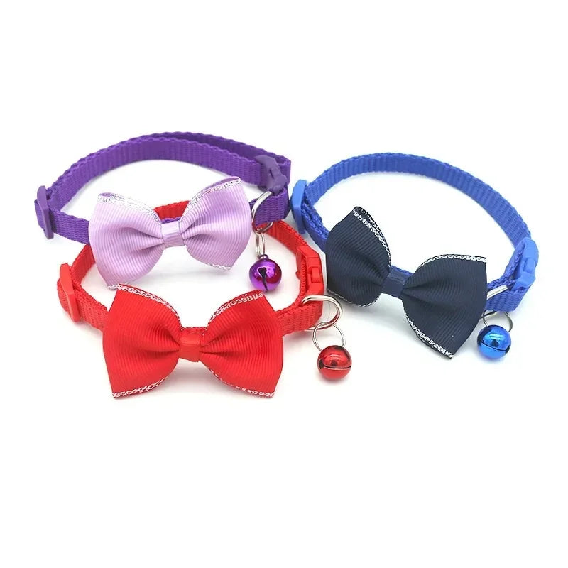 Cute Cat Bow Bell Collar – Adjustable Multicolor Pet Collar