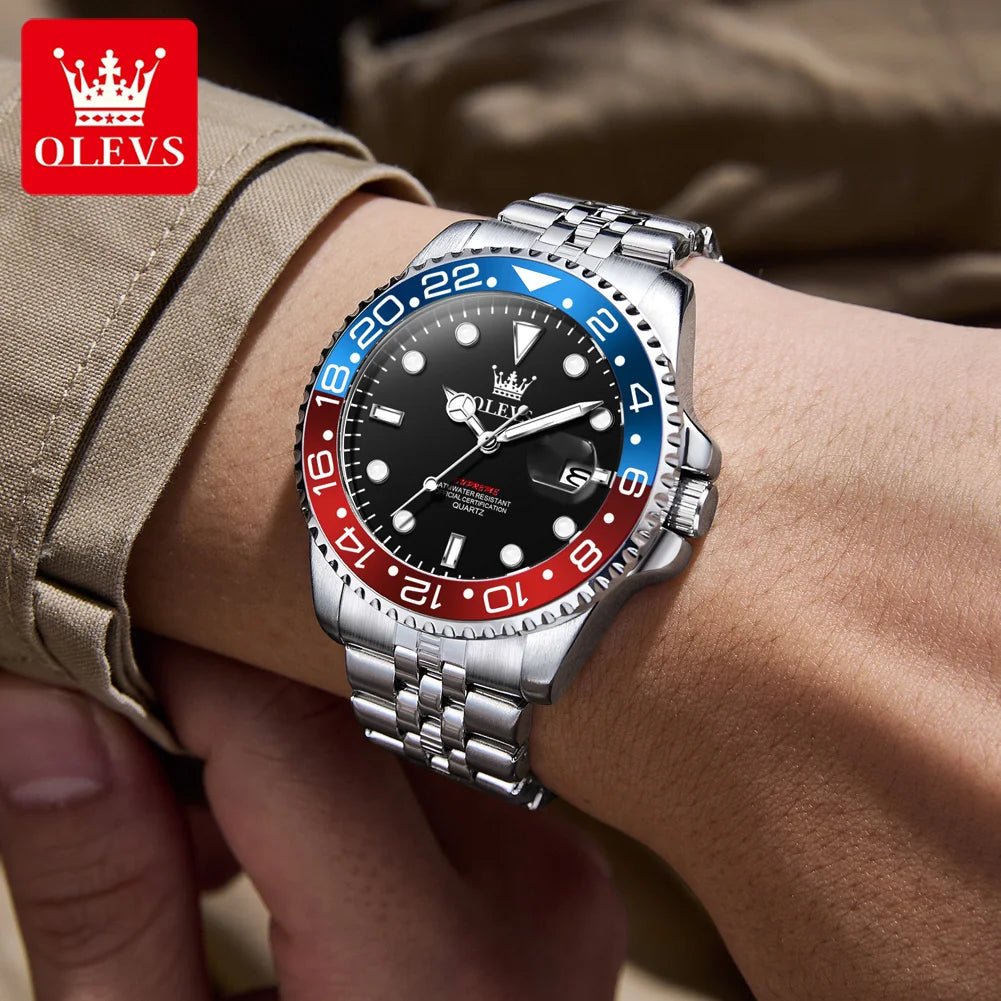 OLEVS Men's Watches Top Brand Luxury Classic Datejust Original Quartz Watch for Man Waterproof Luminous Big Date Stainless Steel Zpaxo