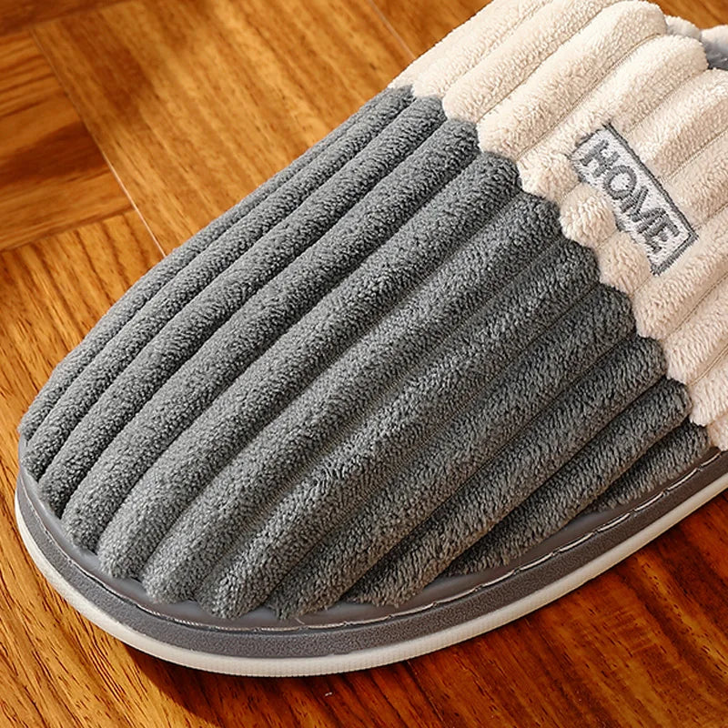 Winter Warm Fur Slippers Men Women Couples House Non Slip Soft Shoes