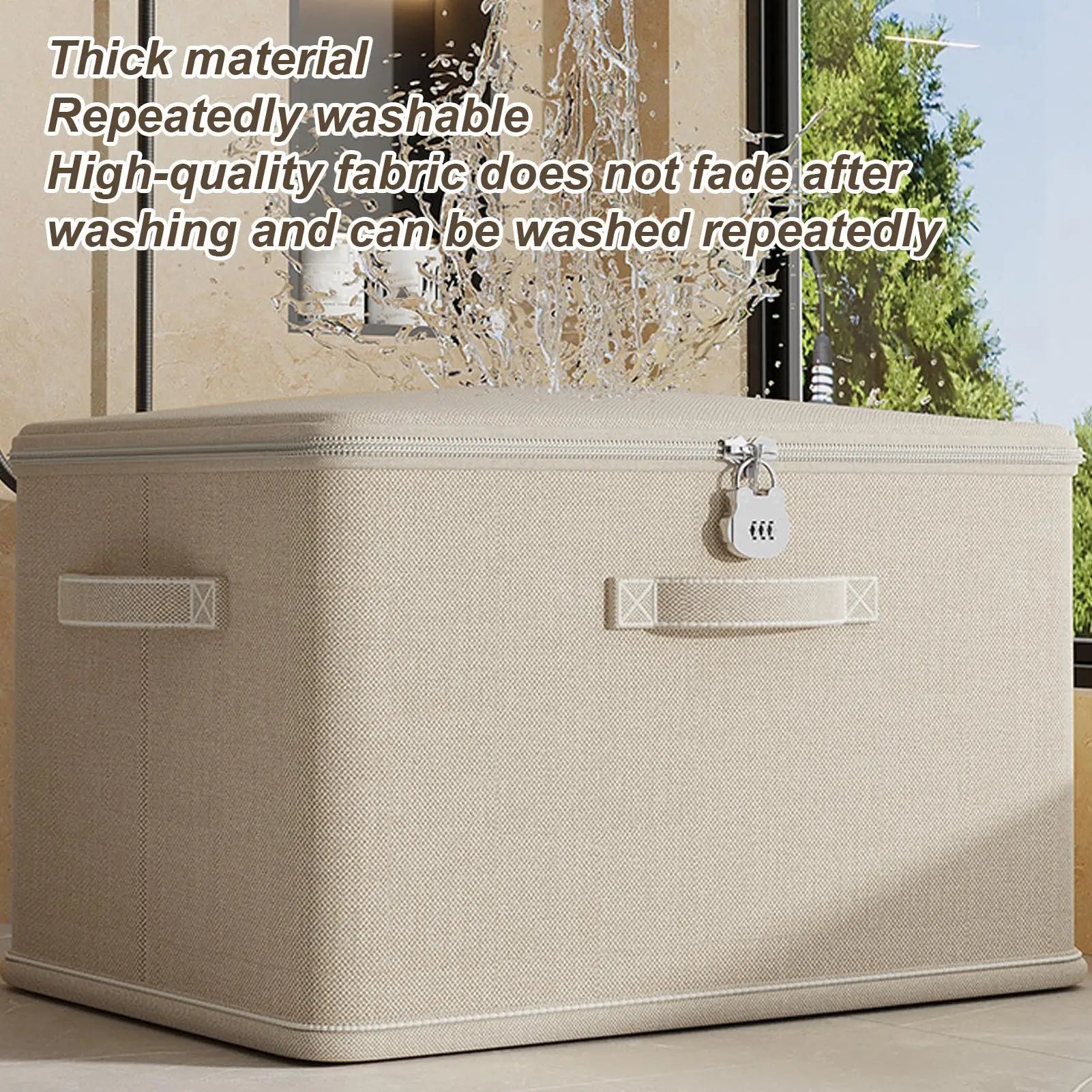 Lockable Storage Box, Odor Proof Stackable Container With Handle, Washable Shelf Baskets For Blanket Clothing Toys Home Organiza Zpaxo