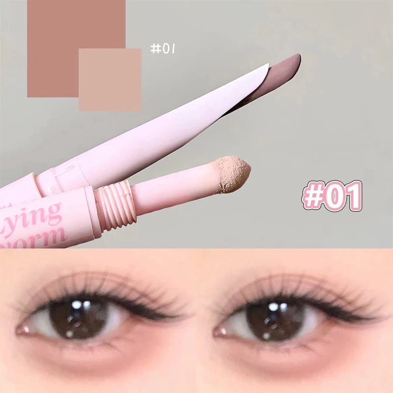 Meniscus Double-ended Silkworm Eyeliner Shadow Highlight Pen Waterproof Natural Brightening Aegyo Sal Pencil Contour Eye Makeup Zpaxo 01