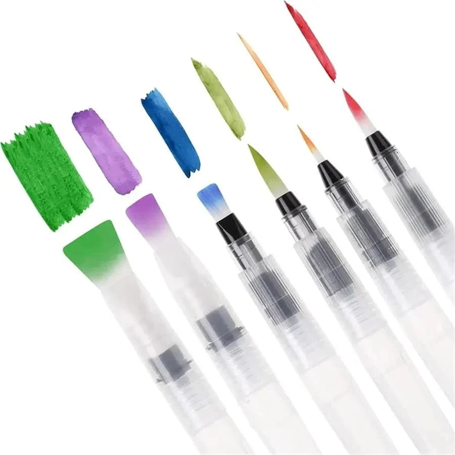 Watercolor Brush Set 3–18 | White Nylon & Water Storage | Zpaxo