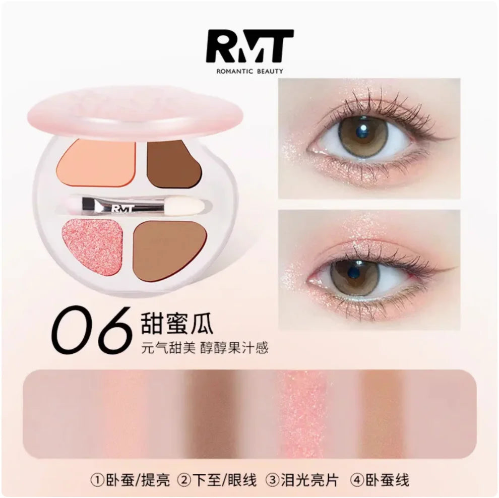 RMT ROMANTIC BEAUTY Eye Shadow Silkworm Palette Four Colors Matte Contouring And Brightening Eyeshadow Palette Zpaxo 06