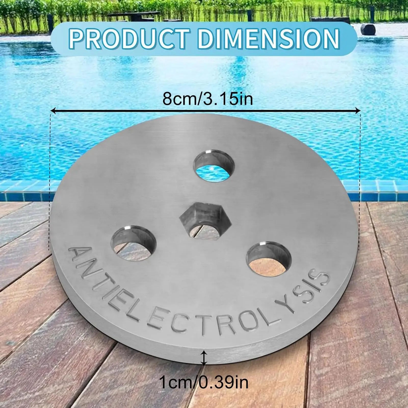 Zinc Anode Saltwater Pool Anti-electrolysis Plate Bolt Internal