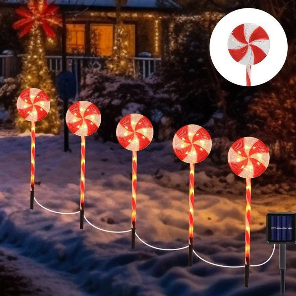 Solar Candy Cane Lights 8-Mode 1200mAh Waterproof Christmas Decor