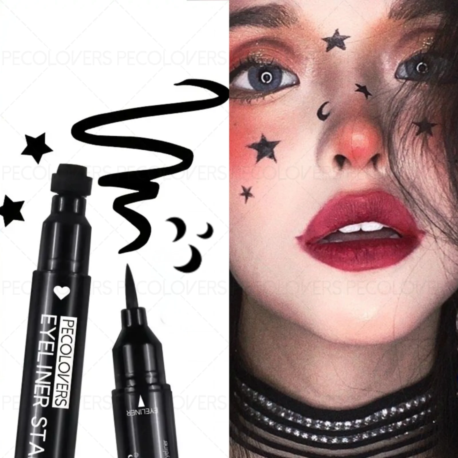 1PC Double-head, Waterproof, Smooth Finish, Quick Eye Makeup, Stamp Eyeliner, Create A Charming Halloween Christmas Eye Makeup Zpaxo