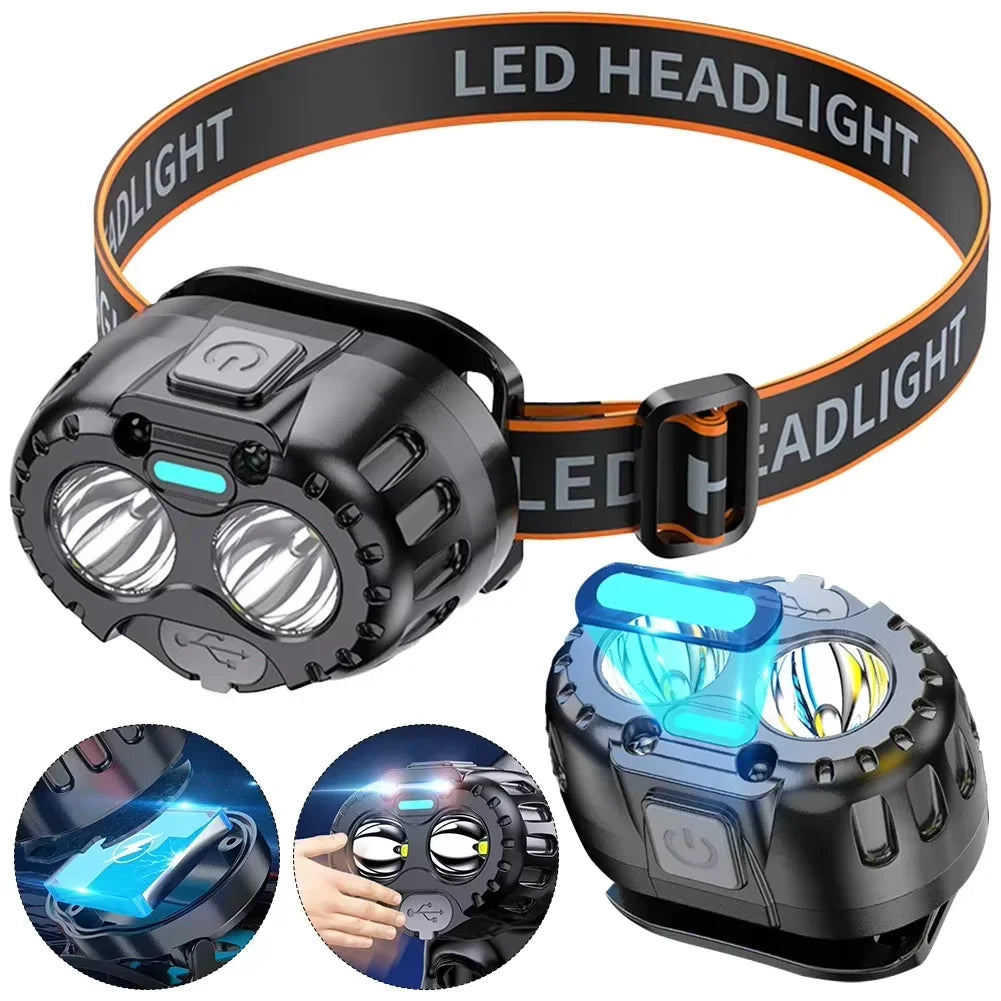 KDULIT 250LM LED Headlamp – Gesture Control & USB-C Rechargeable