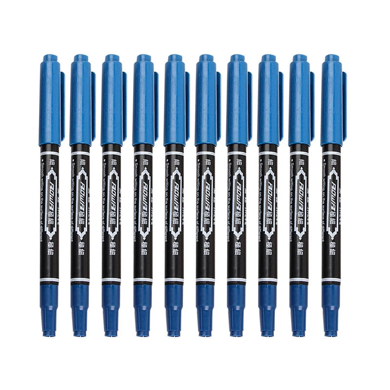 Twin Tip Black Blue Red Oil Marker Pen 0 5 Double Headed Permanent
