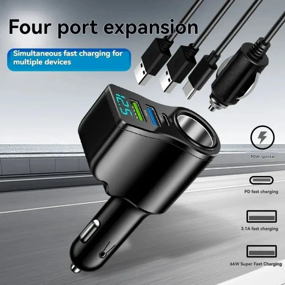 1 Dual USB Car Charger 66W Fast Vehicle Mounted Inverter Zpaxo