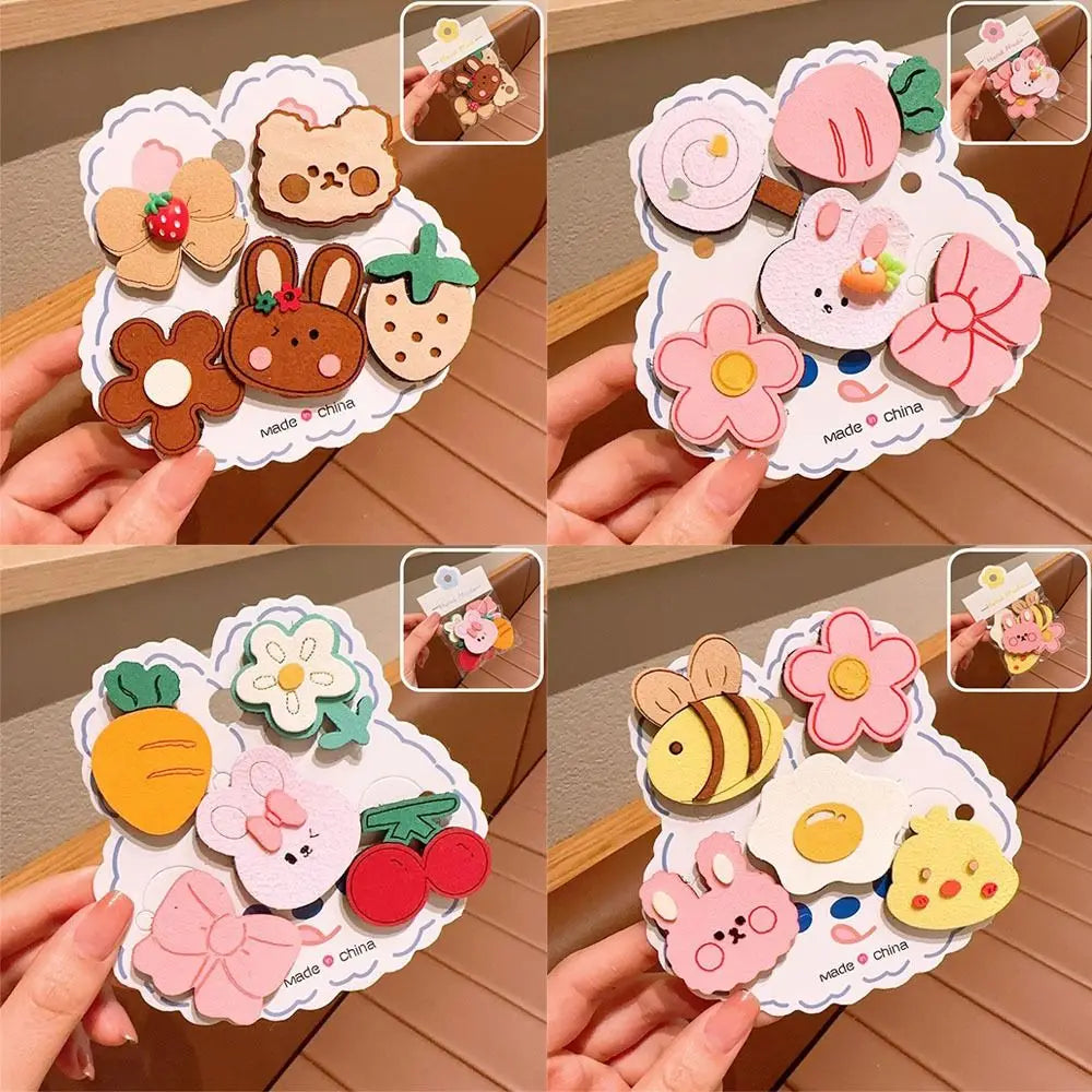 5Pcs/Set Cute Cartoon Hair Clip Not Hurt Hair Reusable Baby Headwear Bangs Stickers Gifts Zpaxo