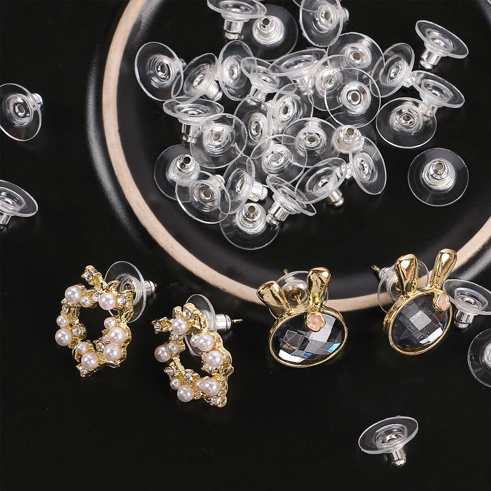 200Pcs Earring Backs Bullet Clutch Earring Backs Replacements for Studs with Pad Rubber Earring Stoppers Pierced Safety Backs Zpaxo