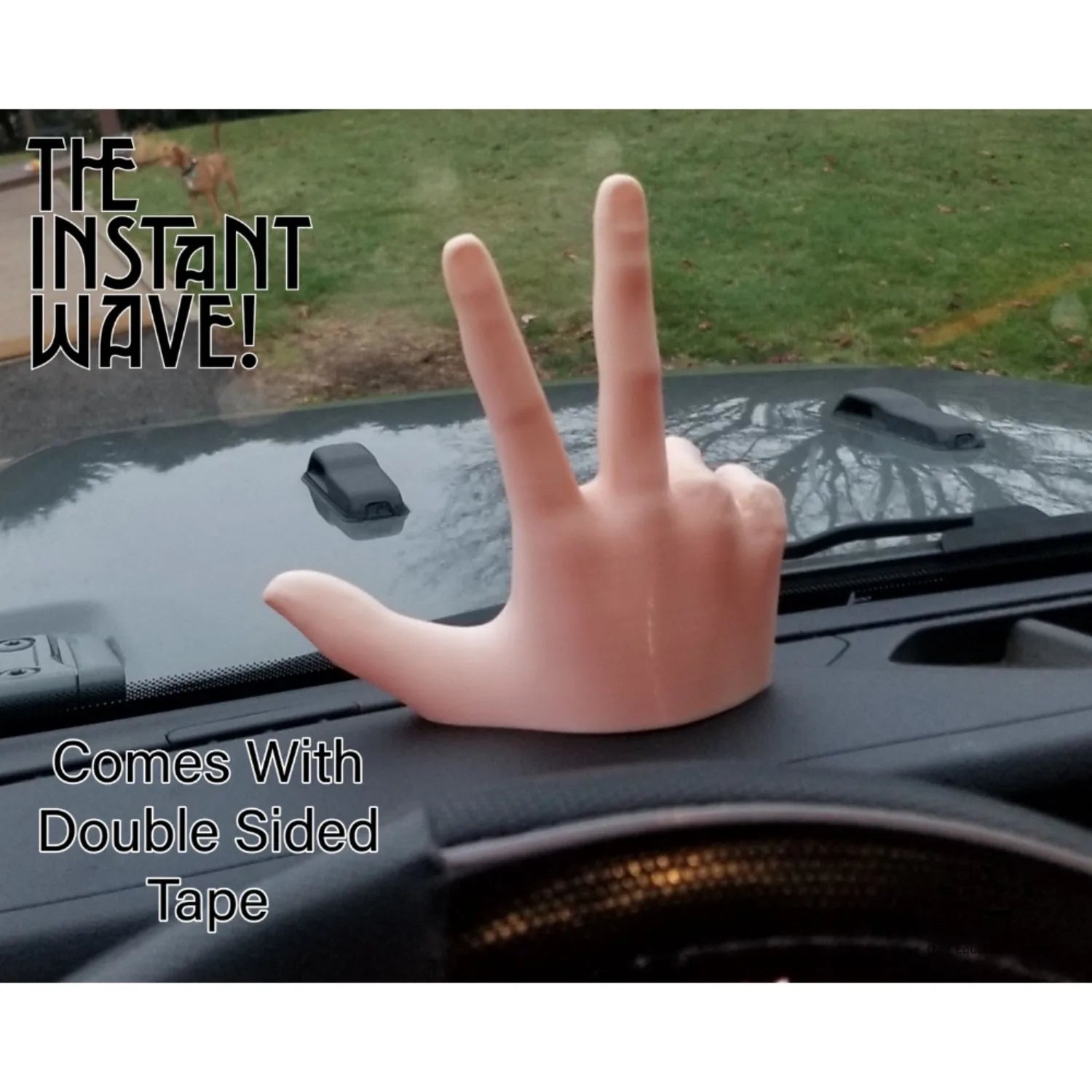 Funny Car Ornament 2-Finger Waving Hand Gesture Universal Dashboard