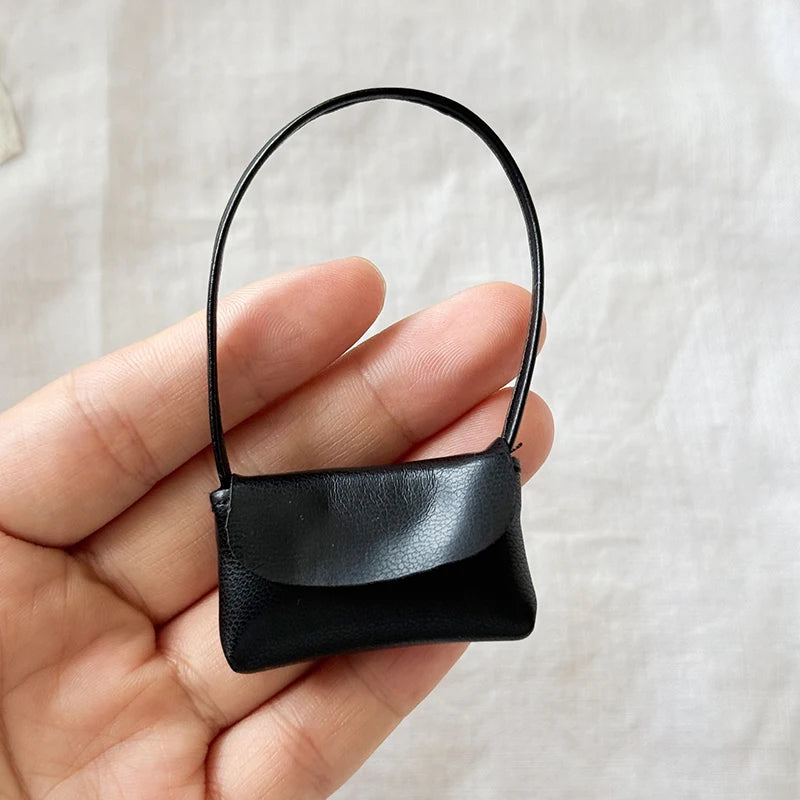 ▶1Pcs PU Leather Purse Accessories For 15-17cm Doll Handbag Lady Leather Bag Dollhouse Decoration Pretend Play Toy Zpaxo Black