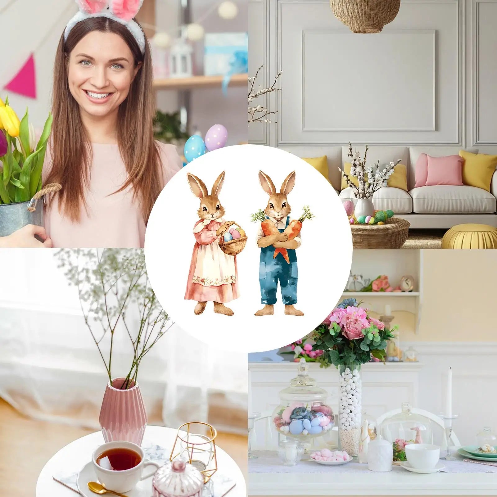 Easter Window Decals 2 Large Static Sticker 39x80cm Removable Cute