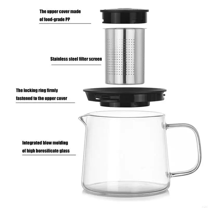 Permanent Borosilicate Glass Teapot Clear Observability Tisane