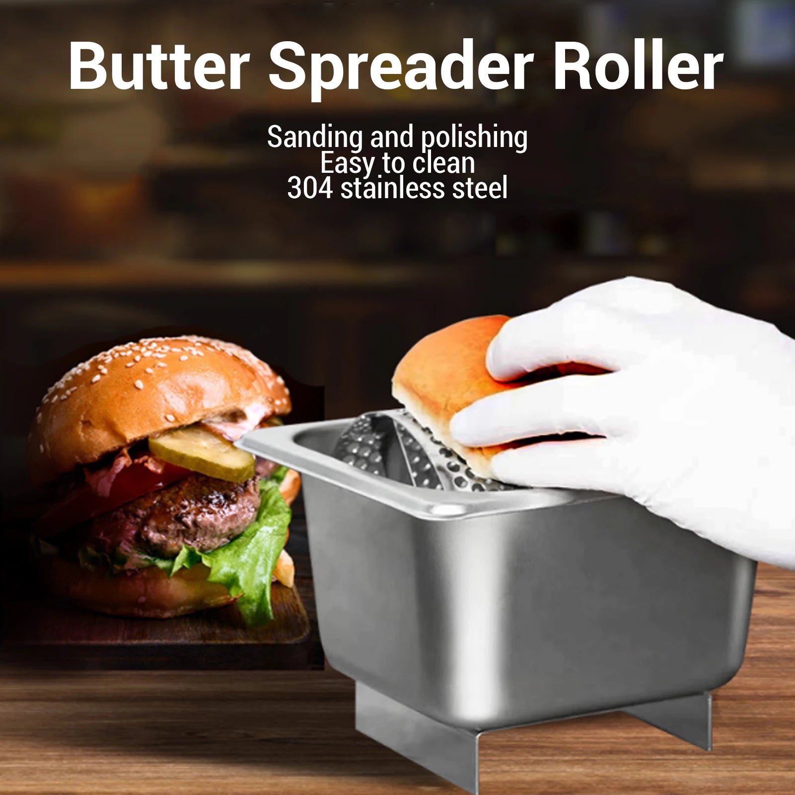 Butter Spreader Dispenser Roller Griddle 304 Stainless Steel Bun