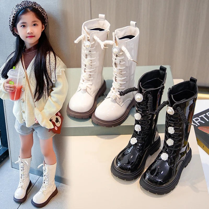 Fashion Children Long Boots Girls Patent Leather Princess Knight Zpaxo