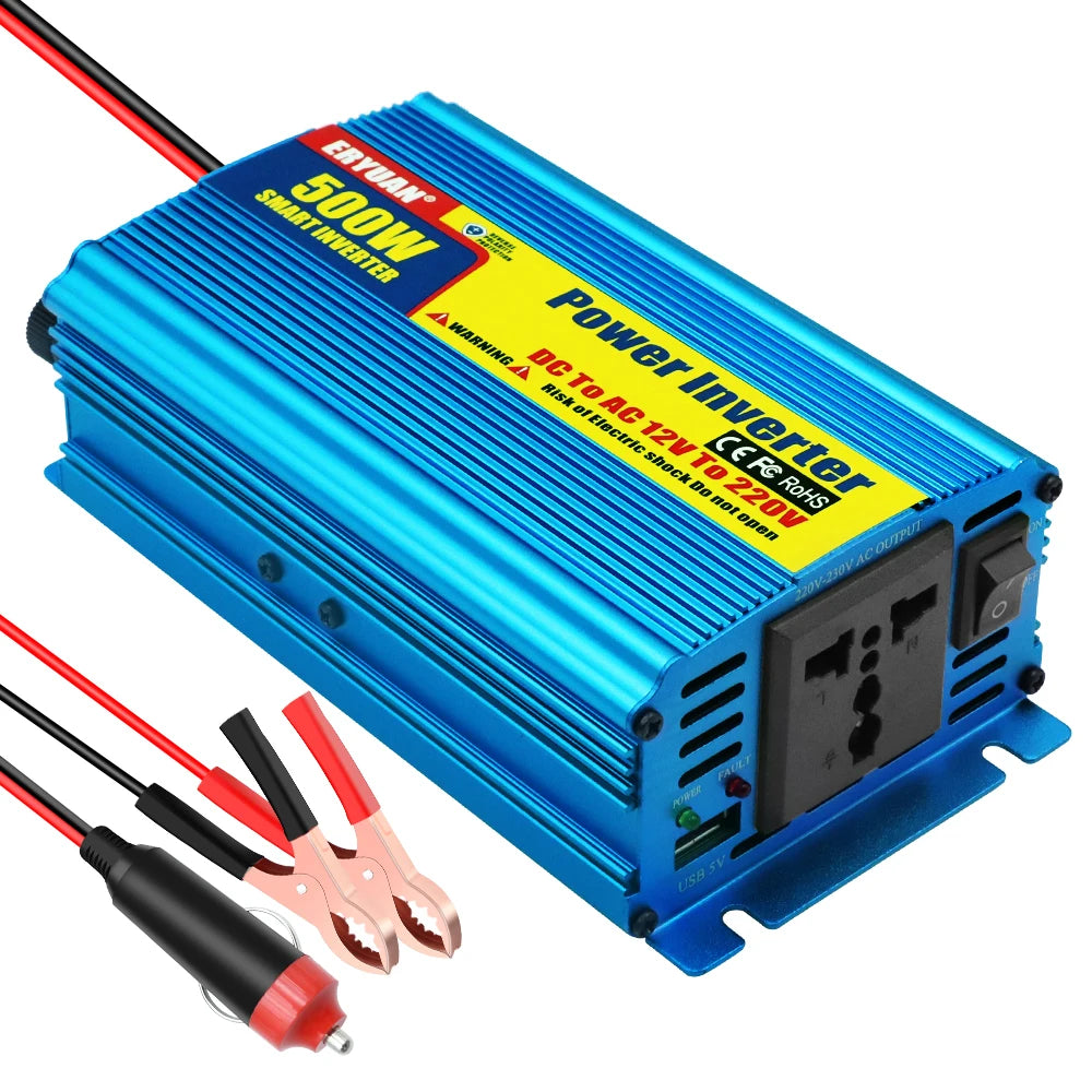 DC 12V AC 220V 500W Car Power Inverter Auto Supply Battery Converter