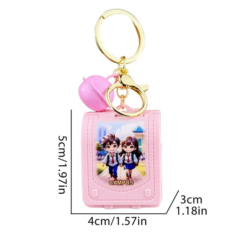 3D Book Keychain School-Theme Miniature Keyring Folding Popup Book Small School Toys Key Chain For All Ages Friends Family Zpaxo
