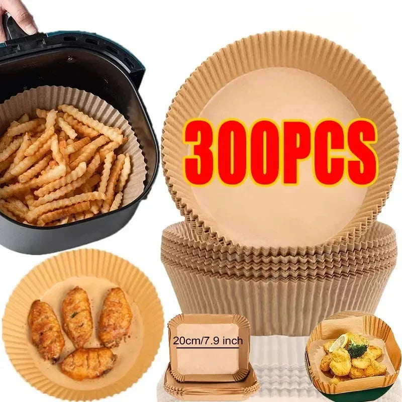 50/100PCS Air Fryer Disposable Paper Square Round Baking Paper Barbecue Plate NonStick Mat Kitchen Oven Oil Absorbing Paper Tool Zpaxo