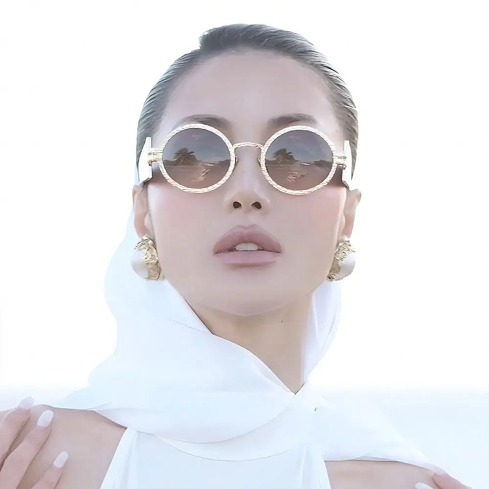 Fashion Round Punk Sunglasses Oval Retro Wide Temples Sun Glasses UV Protection Hip Hop Shades for Women & Men Zpaxo