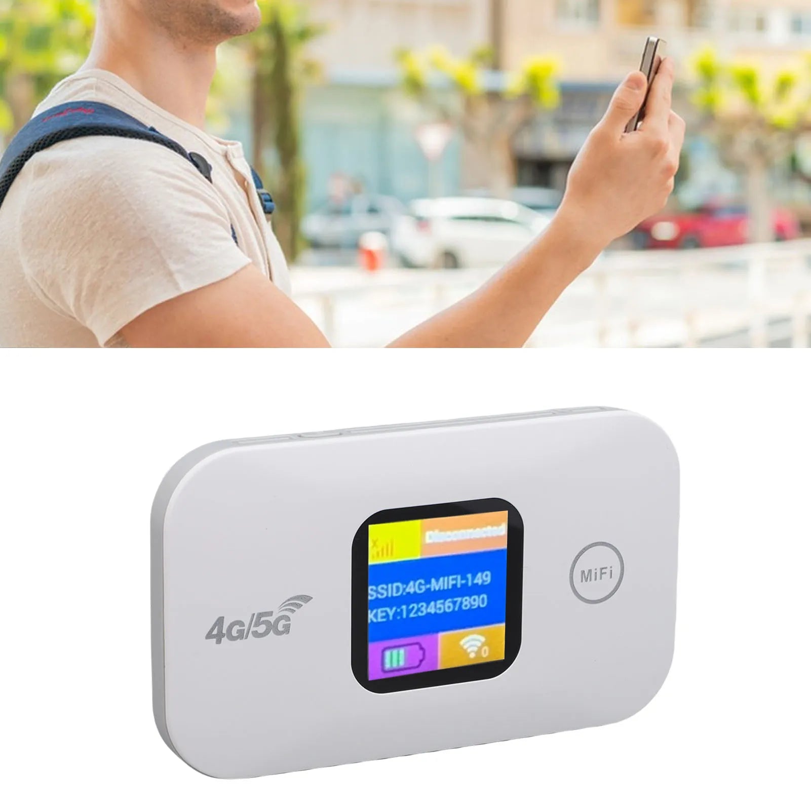 Portable Mobile WiFi 4G Mobile Hotspot LED Display 300Mbps SIM Slot Connect Up to 10 Devices WiFi Hotspot for Outdoor Zpaxo