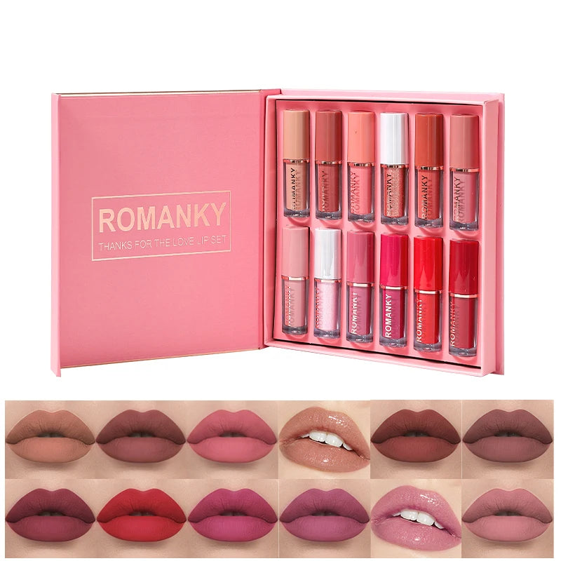 Matte Lip Gloss Smudge Proof Velvet Texture 12 Long-lasting Shades Zpaxo