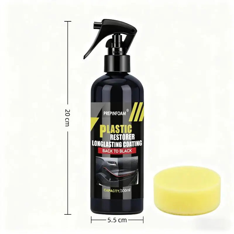 Car Plastic Restorer Spray – Black Shine, Seal & Protect