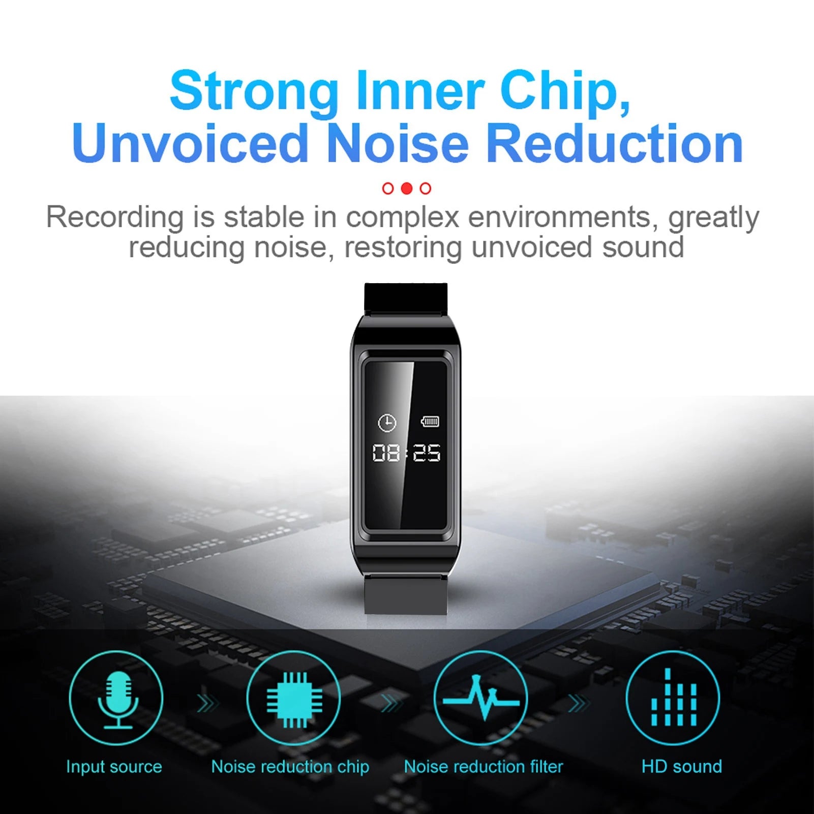 Camera Recorder Watch HD Noise Reduction Voice Activated Sweat Proof