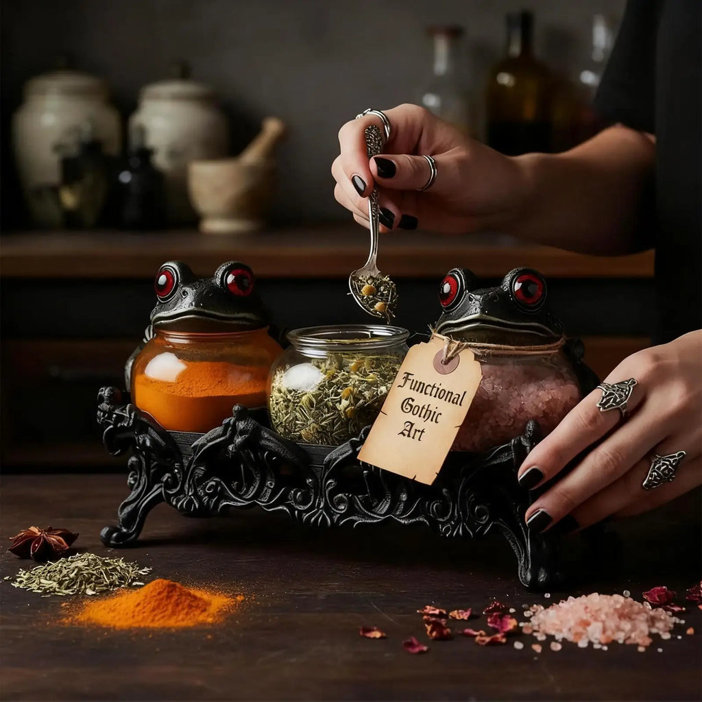Seasoning Jars Frog Design Salt Pepper Organization Canister Apothecary Jar with Lids for Kitchen Pantry Cabinet Counter Food Zpaxo
