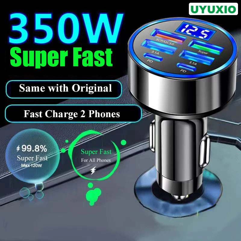 UYUXIO 1 USB C Car Phone Charger Adapter Voltage Display Fast Charge
