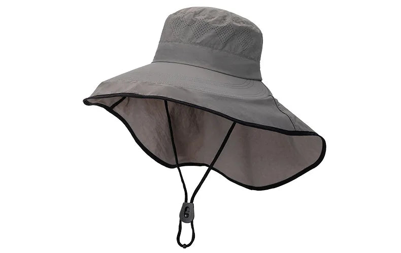 New summer sun protection and splash proof large hat with shawl comprehensive sun protection outdoor sun hat Zpaxo GRAY sun hat