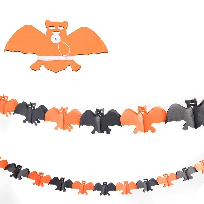 3M Halloween Pumpkin Banner Black Orange Bat Spider Garland Fireplace
