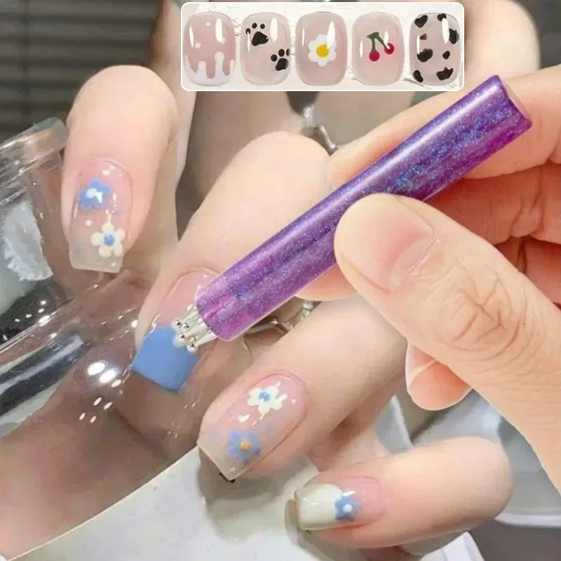 5 Petal Flower Nail Dotting Pen One Stroke Design Tool Acrylic Handle