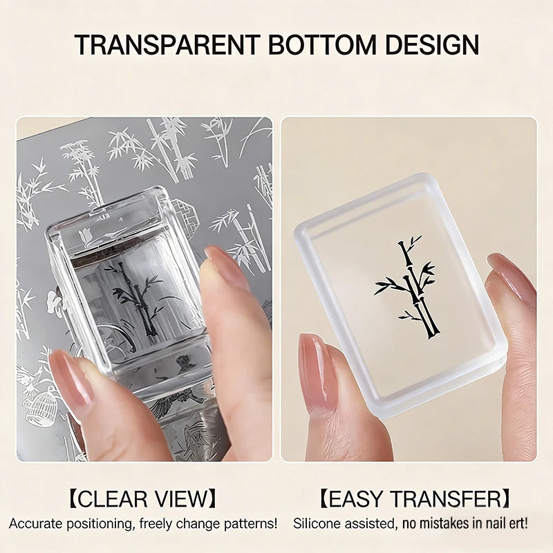 Nail Stamper Plates French Manicure Square Transparent Silicone