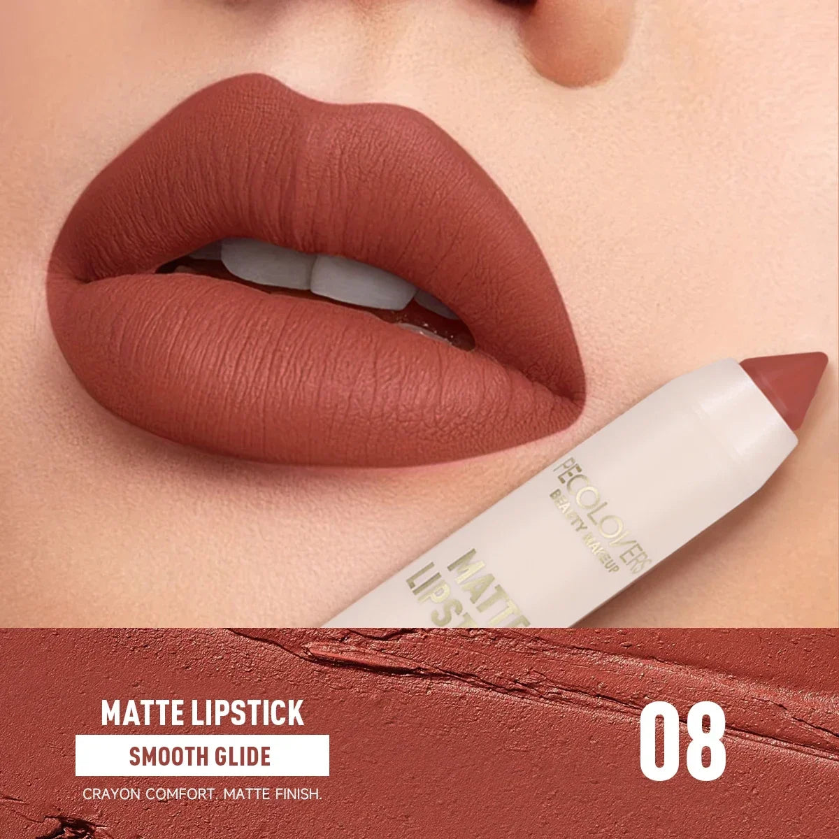 Matte Crayon Lipstick-long-lasting Easy Moisturizing Versatile Lip Zpaxo 08