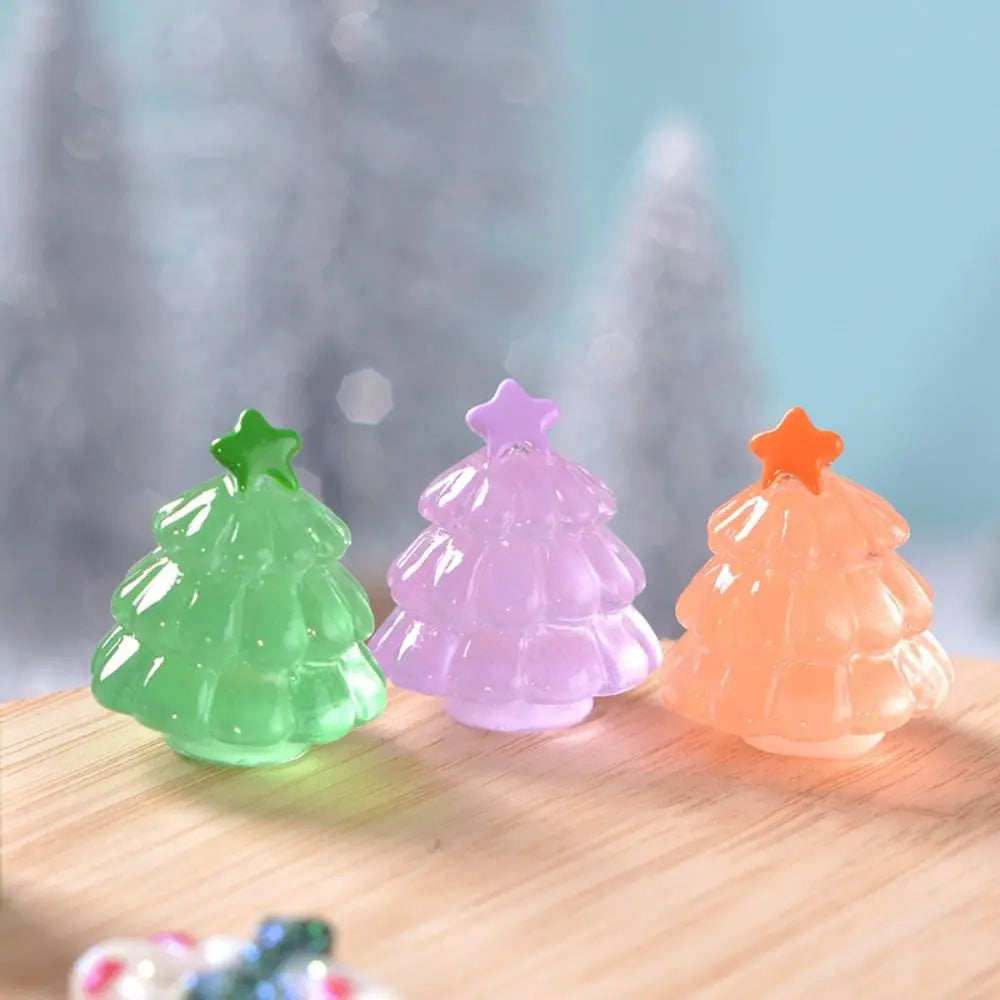 10 Pcs Mini Luminous Tree Glowing Noctilucent Miniature Statue Transparent Micro Landscape Christmas tree Ornament Home Zpaxo