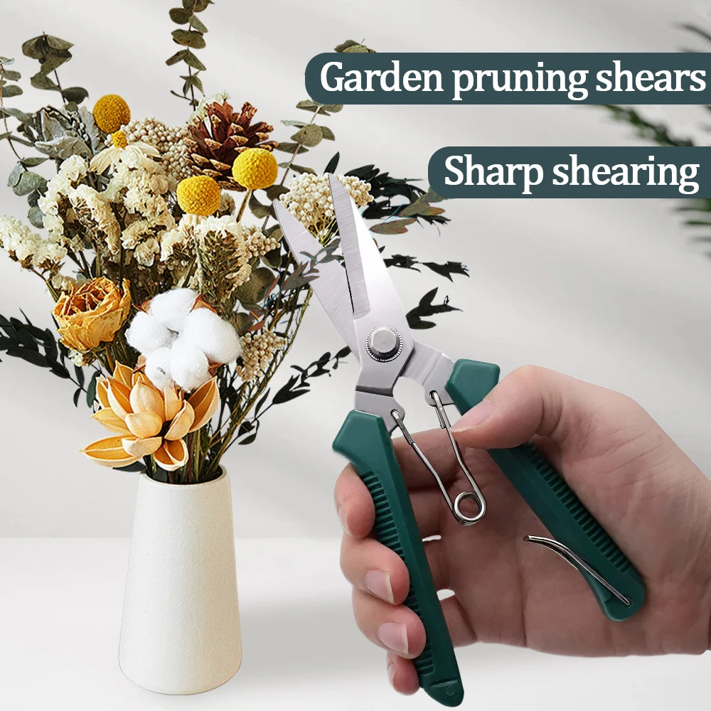 New 190mm Straight Head Pruning Shears Stainless Steel Non Slip Handle Garden Scissors for Bonsai Household Use Zpaxo