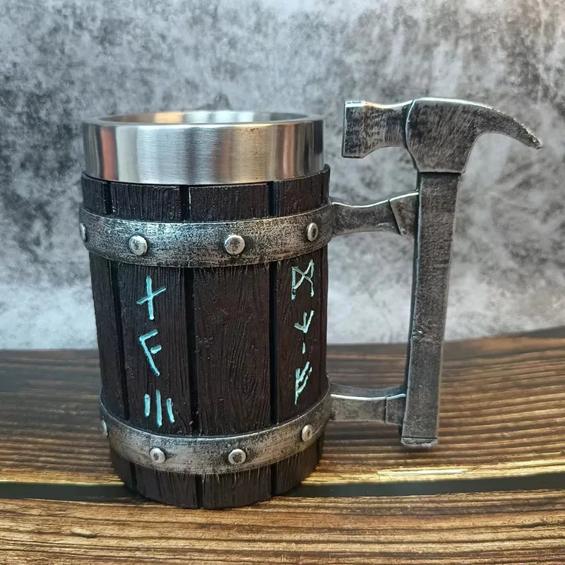 Creative Large Capacity Bar Mug Vintage Wooden Barrel Beer Cup Water