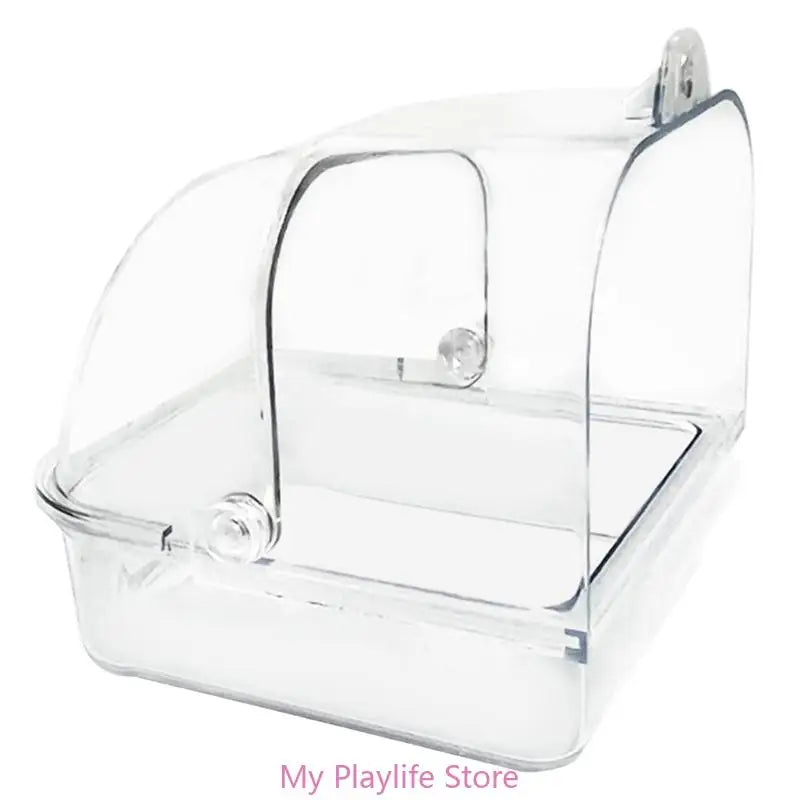 Hanging Bird Bath Tub for Parakeets Bird Cage Bathing Basin Clear Shower Room for Small Birds Birdcage Decoration Zpaxo White