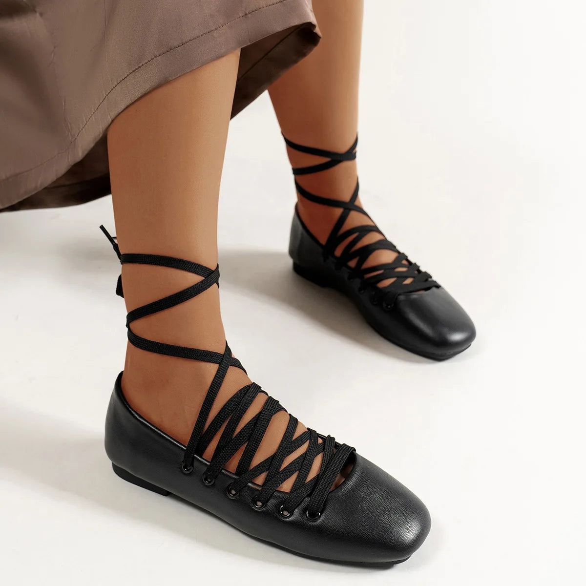 Cross Strap Women Ballet Flats Shoes Comfort Soft Sole Spring Autumn