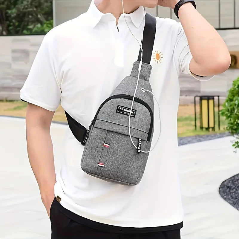 Men's Chest Bag Shoulder Crossbody Sling Casual Nylon Front Trendy